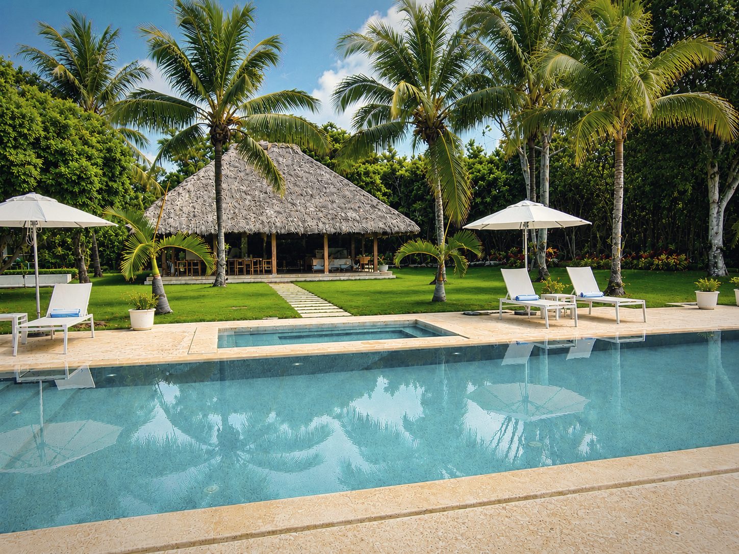 The palapa across the lawn, Villa Aurelia, Casa de Campo