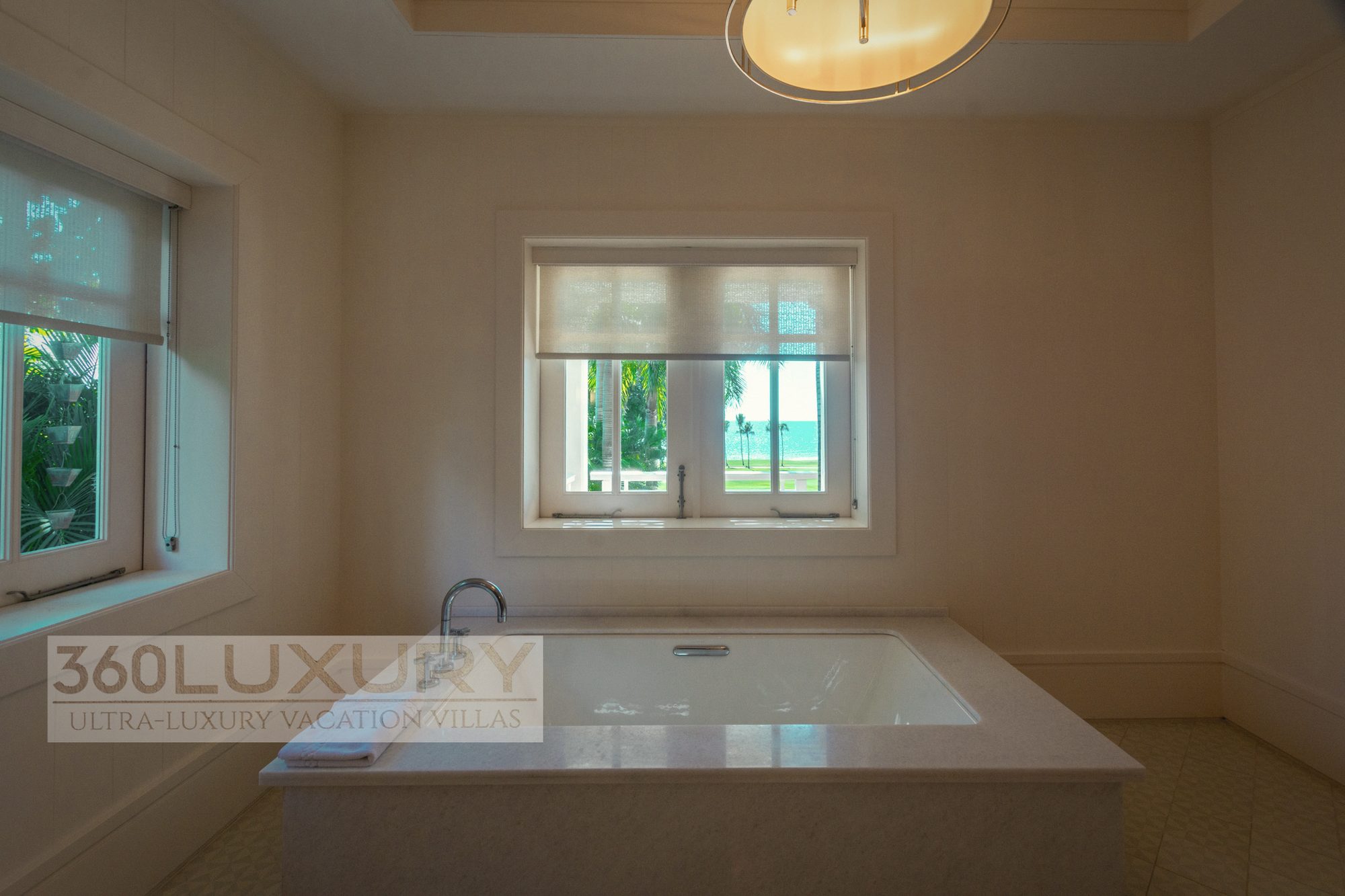The bath, and what is out of the window, Villa Bellarive, Casa de Campo